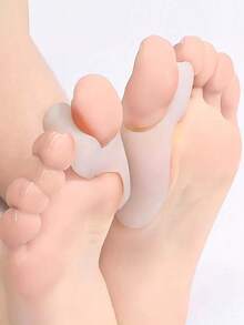 SHEIN 1 Pair White Silicone & Toe Separator - Ultra-Soft Hallux Valgus Brace For Foot Care, Pain Relief - Multicolor - View 6