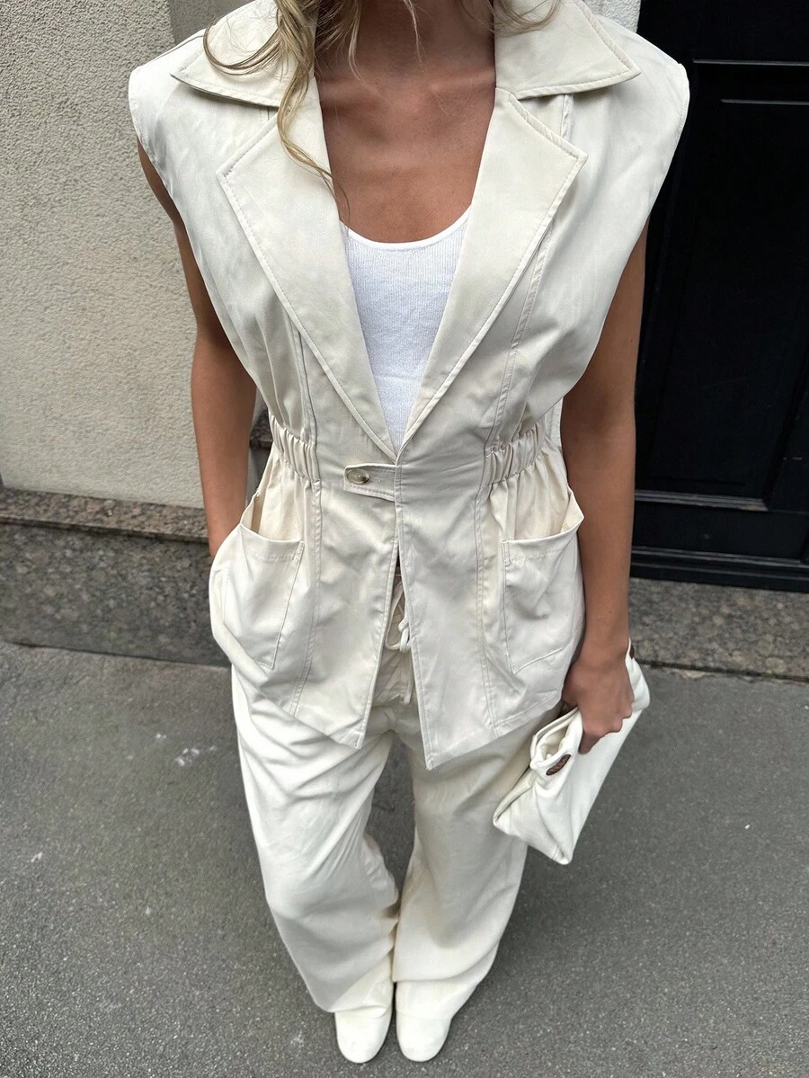 Pariaura Veste slim femme avec col revers et taille, blazer décontracté