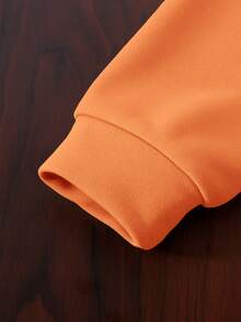 1pc Young Boys' Casual School Comfortable & Fashionable Simple Practical Soft Breathable Embossed Hoodie, Suitable For Daily Wear, School, Outdoor, Sports, Spring & Summer Orange Hoodiehoodie For Kids Boyhoodie For Kids Boys,In Fall/Winter