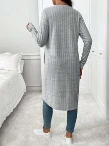 SHEIN Autumn And Winter Maternity Casual Solid Color Regular Jacket, Autumn/Winter - Grey - View 2