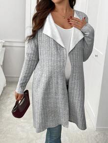 SHEIN Autumn And Winter Maternity Casual Solid Color Regular Jacket, Autumn/Winter - Grey - View 4