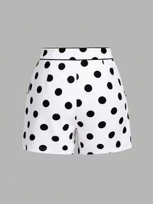 SHEIN Clasi Pantalones Cortos Impresos Para Mujer Con Lunares - Blanco y Negro - Ver 12