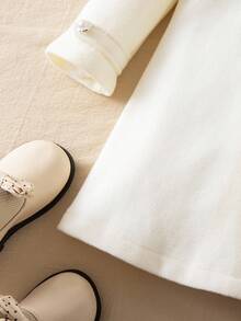 Emery Rose Kids Emery Rose Kids Young Girl Cute White Hooded Jacket, Gloves Set, Versatile For Autumn/Winter Fall