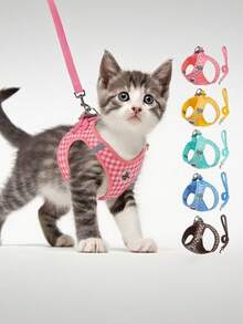 PETSIN 1 件节日格纹猫背带：透气涤纶，带金属扣和反光带，适合散步 - 彩色 - 查看 9