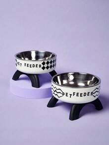 Zazumi Stainless Steel Pet Food Bowl With Cute Pattern And Embossed Design, Anti-Spill, Non-Slip, Suitable For Small Cats, Dogs And Small Pets For Drinking And Eating