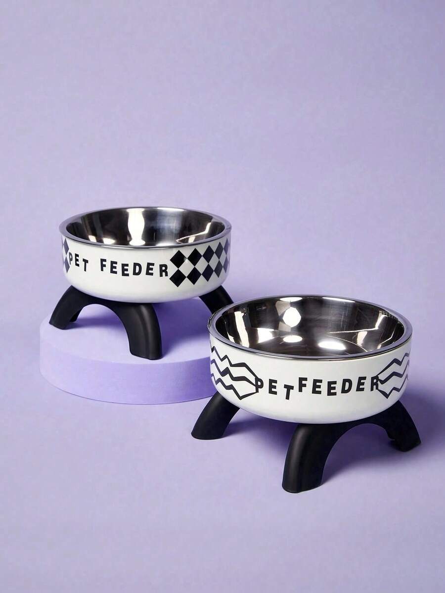 Zazumi Stainless Steel Pet Food Bowl With Cute Pattern And Embossed Design, Anti-Spill, Non-Slip, Suitable For Small Cats, Dogs And Small Pets For Drinking And Eating