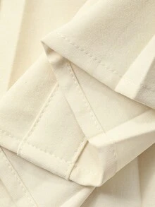 DAZY 女士优雅拼布系带中长连衣裙，秋季 - 米色 - 查看 7