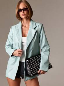 AiiRZ Oversized Single Breasted Blazer Workwear Professional Business Modern Blazer Suit Women Office Wear Fall Winter Spring Corporate Chic - Blue - View 1