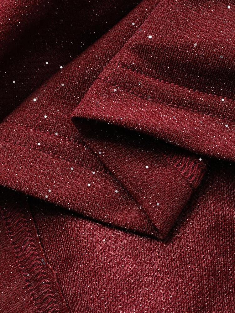 Party Gathering V-Neck Long Sleeve Midi Dress For Women Red Women Dresses Prom Dress,New Year,Christmas Elegant Women Dresses Sparkly Dress