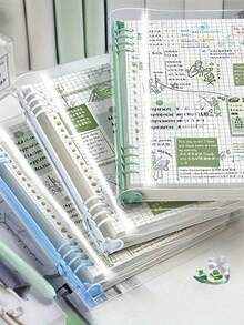 SHEIN Quaderno a spirale A5 da 120 pagine, copertina morbida e trasparente con fogli staccabili perforati, design impermeabile, regalo a tema musicale per forniture per ufficio, scuola e università