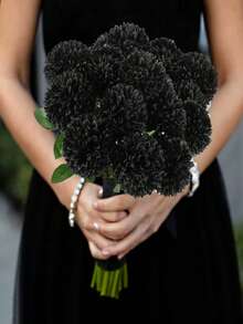 SHEIN 1/2/5/12PCS仿真球菊花绣花球婚庆装饰家居花瓶摆件餐厅客厅卧室床头插花新娘手捧花腕花胸花材料生日派对装饰材料新年情人节礼物 - 彩色 - 查看 10