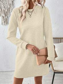 EMERY ROSE 女士休闲常规长袖圆领宽松连衣裙