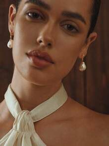 Opalesca 1 对珍珠/珍珠母，金属，不对称，水钻装饰耳环，适合派对、休闲、工作、优雅、可爱、奢华、婚礼、节日、度假、露营、Y2K、妈妈、女士、女孩、秋季、冬季、节日、假日、度假、老钱、万圣节