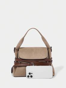 SHECARRY 休闲时尚百搭简约女士斜挎包 - 卡其色 - 查看 8