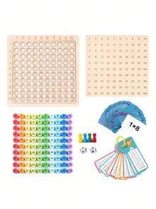 Zazumi Wooden 99 Multiplication Table Board With Memory Skill Blocks Early Learning Math Toy Educational Teaching Aid Random Color Accessories Math Chart For Kids Learning Games Homeschool Supplies