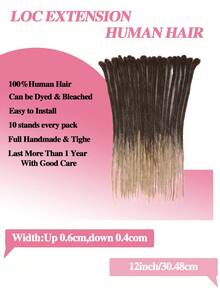 Boho Braids 10 Strähnen Loc-Verlängerung aus Echthaar, 4/27 Farbe, vollständig handgefertigt, permanente Dreadlock-Verlängerung aus Echthaar für Frauen/Männer/Kinder, 8 Zoll - 20 Zoll, Breite oben 0,6 cm, unten 0,4 cm, kann gefärbt, gebleicht und gekräuselt werden, handgefertigte Loc-Verlängerung für Männer und Frauen, 10 Strähnen, braun 4/27 Farbe