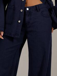 MUSERA 水洗低腰宽松牛仔裤，90年代Y2K街头风，适合春季、休闲、音乐会、西部音乐节、冬季、纳什维尔、办公室、工作、时尚夏季穿着。 - 藏蓝色 - 查看 3