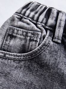 年轻女孩宽松水洗灰色牛仔裤，柔软棉质面料，休闲街头服饰，适合日常穿着、派对、旅行、返校、秋冬新品 - 淺灰色 - 查看 7