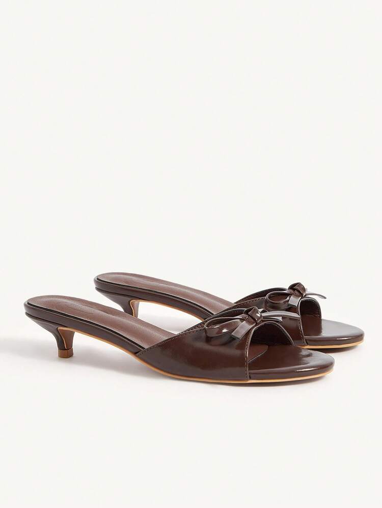 CUCCOO CHICEST Women's Bowknot Round Toe Kitten Heel Elegant Sweet Casual All-Match Fashion Comfortable Faux Leather High Heel Sandals, Suitable For Afternoon Tea, Dates, Elegant Outfits, Vacation, Beach, Versatile For Christmas Elegant Shoes Wedding Shoes Summer Shoes Bride Shoes