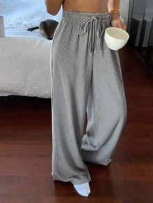 DAZY Women's Loose Fit Striped Pajama Bottoms Fall,Winter - Grey - View 6