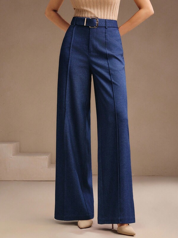 Anewsta Pantalones rectos sueltos de unicolor para mujer con bolsillos, adecuados para el trabajo y el transporte en invierno