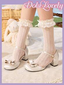 Dola Lovely 优雅蝴蝶结玛丽珍高跟鞋 - 杏色 - 查看 1