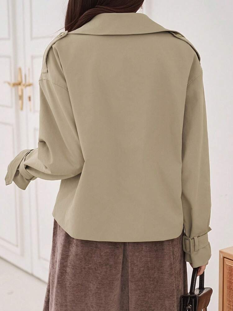 Women's Casual Solid Color Trench Coat, Autumn Jacket