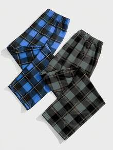 FamilyFrolics 男士格子睡裤两件套，秋冬服装 - 彩色 - 查看 4