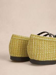 Rosivie 2025 Zapatos de moda de nicho tejidos a mano, nuevos planos de ballet con doble hebilla para mujer - Amarillo - Ver 4