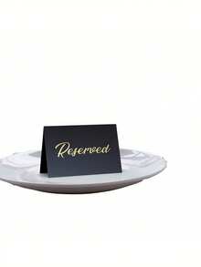 10-Pack Deluxe Golden Reserved Table Signs - Double-Sided, No-Electricity-Needed,Black Simple Golden Stamping Cards Easy-To-Use Paper Signage For Weddings, Parties, Restaurants, Banquets, And Special Events - For Reserving Tables With Elegance And Style - Multicolor - View 12