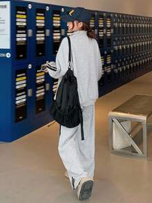 DAZY Women's Casual Contrast Striped Sweatshirt And Pants 2 Pieces Set, Autumn Tracksuits Women Set Lounge Sets For Women