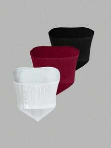 Zyxie مجموعة أنبوب قصيرة صلبة مع حافة غير متماثلة 3 قطعة