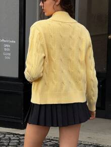 Jouncy Chaqueta de punto con cremallera y nudo de moda casual para mujer