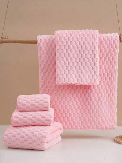 SHEIN 1/2 件超柔软珊瑚绒超细纤维浴巾轻质速干高吸水浴室毛巾适用于家庭酒店健身房水疗旅行海滩瑜伽