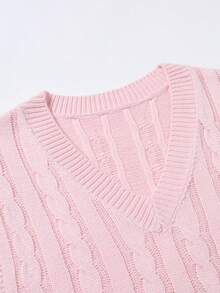 Claim Dot Casual Versatile Loose Solid Color Men Sweater Vests, Fall Winter - Baby Pink - View 5