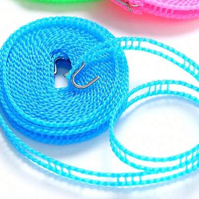 SHEIN Plastic Clothesline Retractable Windproof Anti-Slip With Tension Lock Coated Wire For Travel Balcony Apartment Patio Garden Portable Lightweight Compact Space Saving Durable Weather Resistant Rust Proof Heavy Duty Laundry Drying Rope