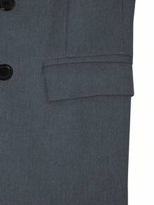 Calvornis Bộ vest nam tay dài, áo khoác và quần dài màu trơn, hai hàng khuy, bộ vest nam hai hàng khuy, bộ vest nam màu xám, bộ vest nam, bộ vest nam 2 mảnh, áo khoác và quần tây nam, quần áo công sở nam, bộ vest nam 2 mảnh có ve áo - Màu xám đen - Xem 5