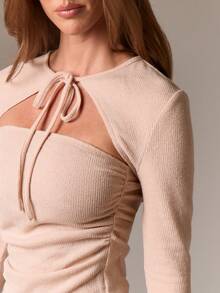 AiiRZ Bohemian Bolero Bandeau Crop Top Feel Look Summer Casual Resort Wear Elegant Wrap Style Evening Modern Chic - Apricot - View 6