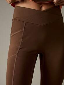 MISSGUIDED Quần legging Capri cạp cao có túi bên hông dành cho nữ, quần tập yoga thể thao - Màu nâu Sô-cô-la - Xem 6