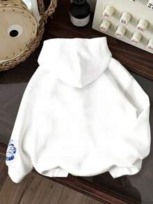 休闲海滩度假风格，芙蓉花，火焰花热带花卉，青少年女孩休闲宽松圆领舒适长袖运动衫，适合秋冬季 - 彩色 - 查看 2