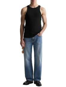 Calvin Klein Woven Tab Men Sleeveless Tank T-shirt - Schwarz - Übersicht 3