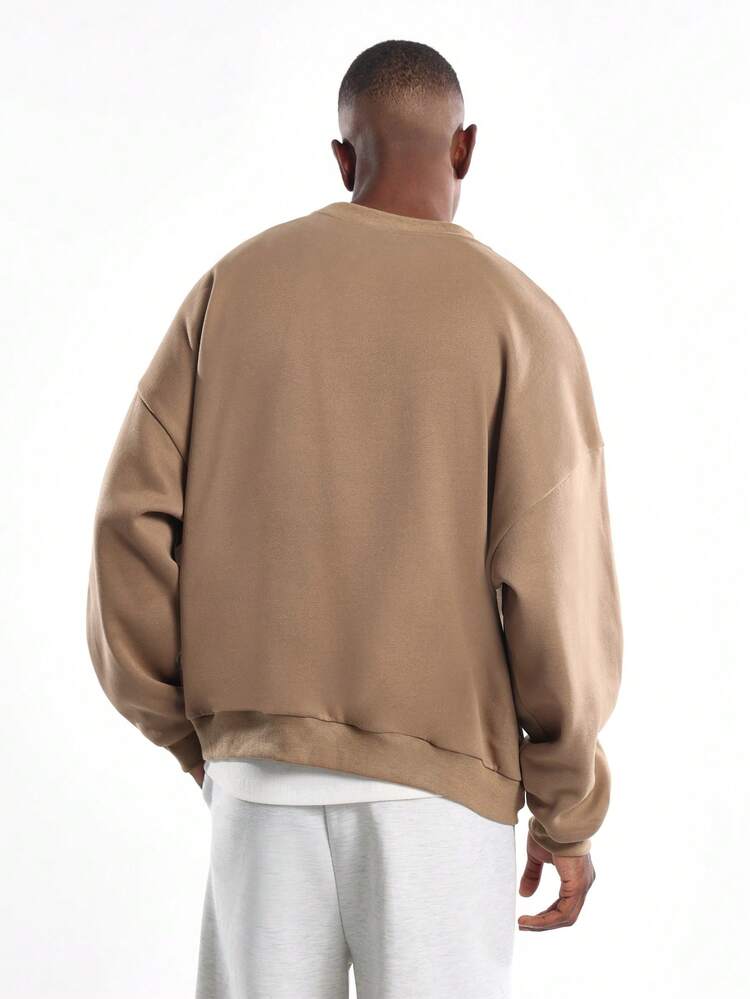 Boxy Drop Shoulder Sweatshirt With Crew Neck