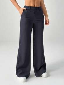 SHEIN PETITE New Style Autumn Winter Low-Waist Casual Personalized Suit Trousers - Dark Grey - View 6