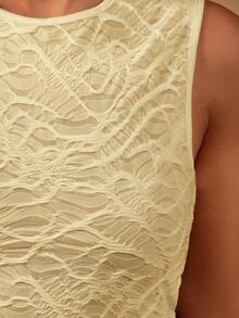 Avantive Women's Textured Tie-Back Cropped Fitted Sexy Camisole - Apricot - View 8