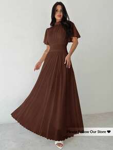 Firerie Váy trắng dáng chữ A xếp ly eo cao thanh lịch, lãng mạn, sang trọng, đi làm hàng ngày, đi biển, nghỉ dưỡng - Cà phê - Xem 3