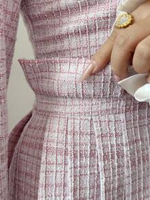 Elenzga Women's Long Sleeve Button-Down Tie-Waist Elegant Casual Dress, Autumn/Winter - Pink - View 4