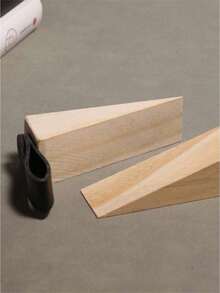 SHEIN 1PC Solid Wood Door Stopper Anti-Collision Wall Protector Non-Slip Holder Durable Natural Wood Wedge Stop Block For Home Office Living Room Bedroom Door Floor Protection Door Buffer Interior Design Wedge Decor