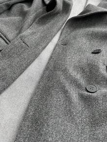 Maweii Premium Quality Tailored Waist Double-Sided Overcoat, Plus Size, Gray - Dark Grey - View 7