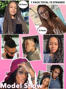 Boho Braids Real Human Hair Dreadlock Extensions 4/30 10 Strands 8 Inch - 20 Inch Up 0.6cm Down 0.4cm Width 100% Permanent Human Hair Loc Extension Can Be Dyed Bleached Curled Handmade Loc Extension For Men Women 10 Strands Brown 4/30 Color - S4/30 - View 8