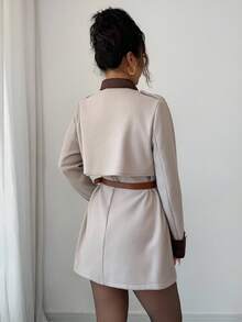 Elenzga Elegant Luxury Fashion Overcoat, No Belt - Camel - View 2